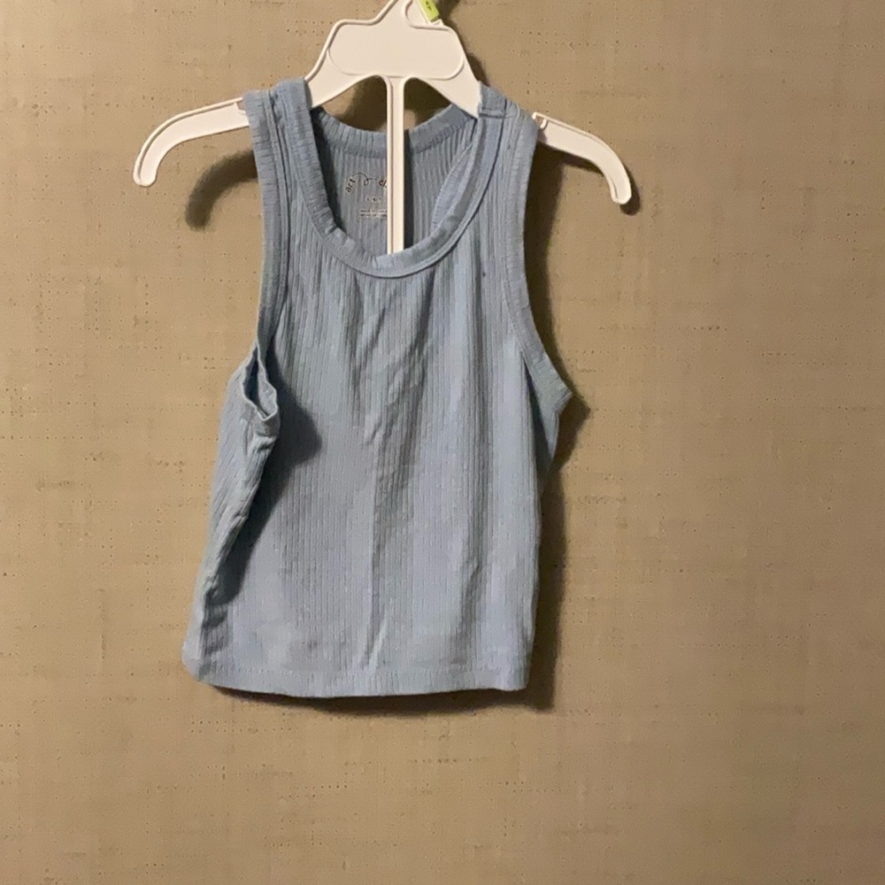 Art Class Blue Fitted Crop Tank Top
